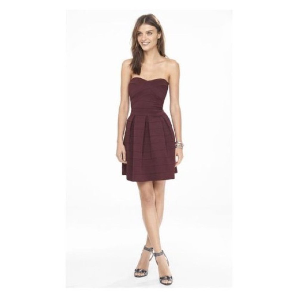 NWT!  Express - Burgundy Bandage Strapless Dress (small petite)